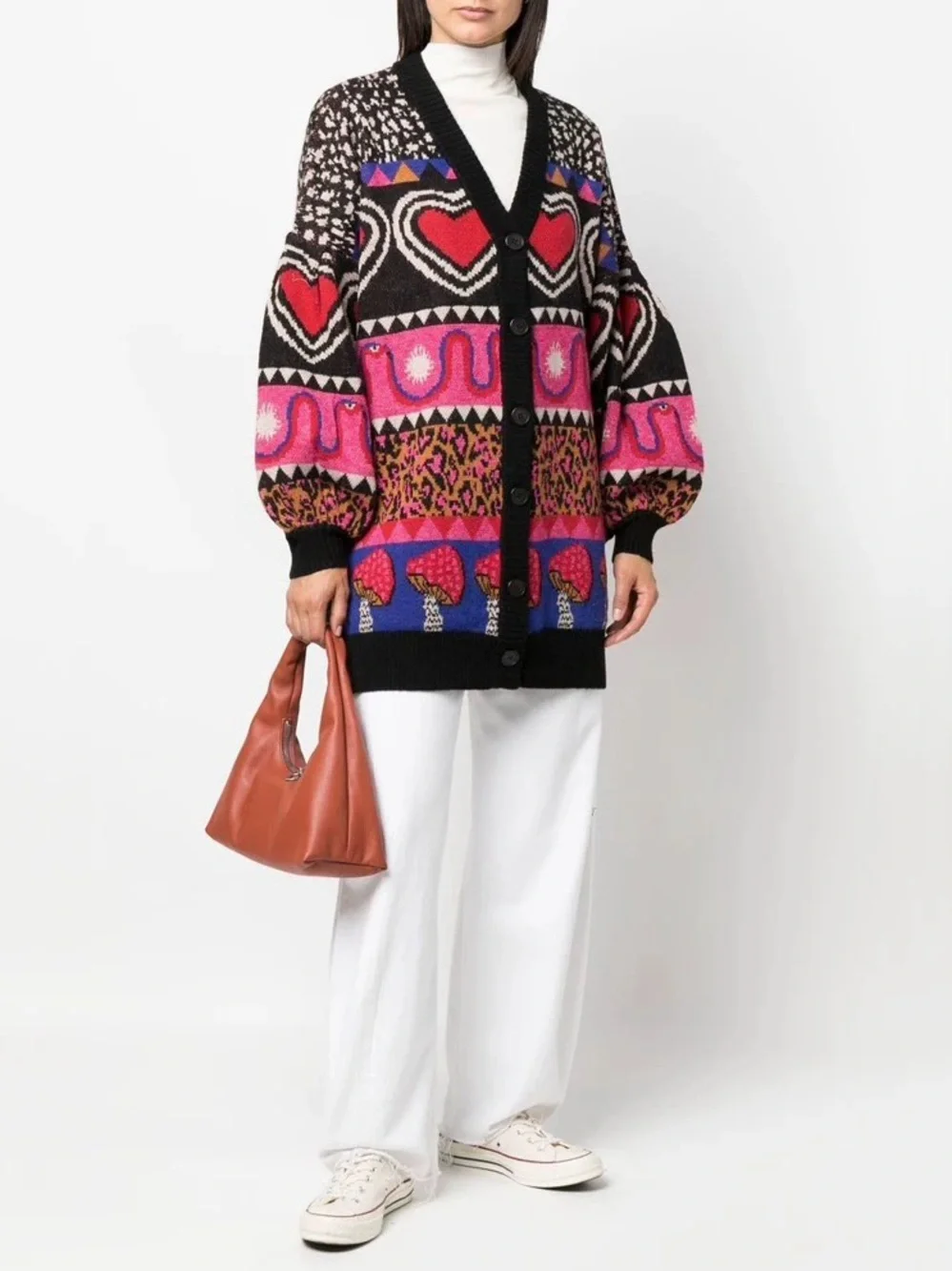 FARM Rio Black Cardigan with Red and Pink Heart Motifs - Picture 4 of 4